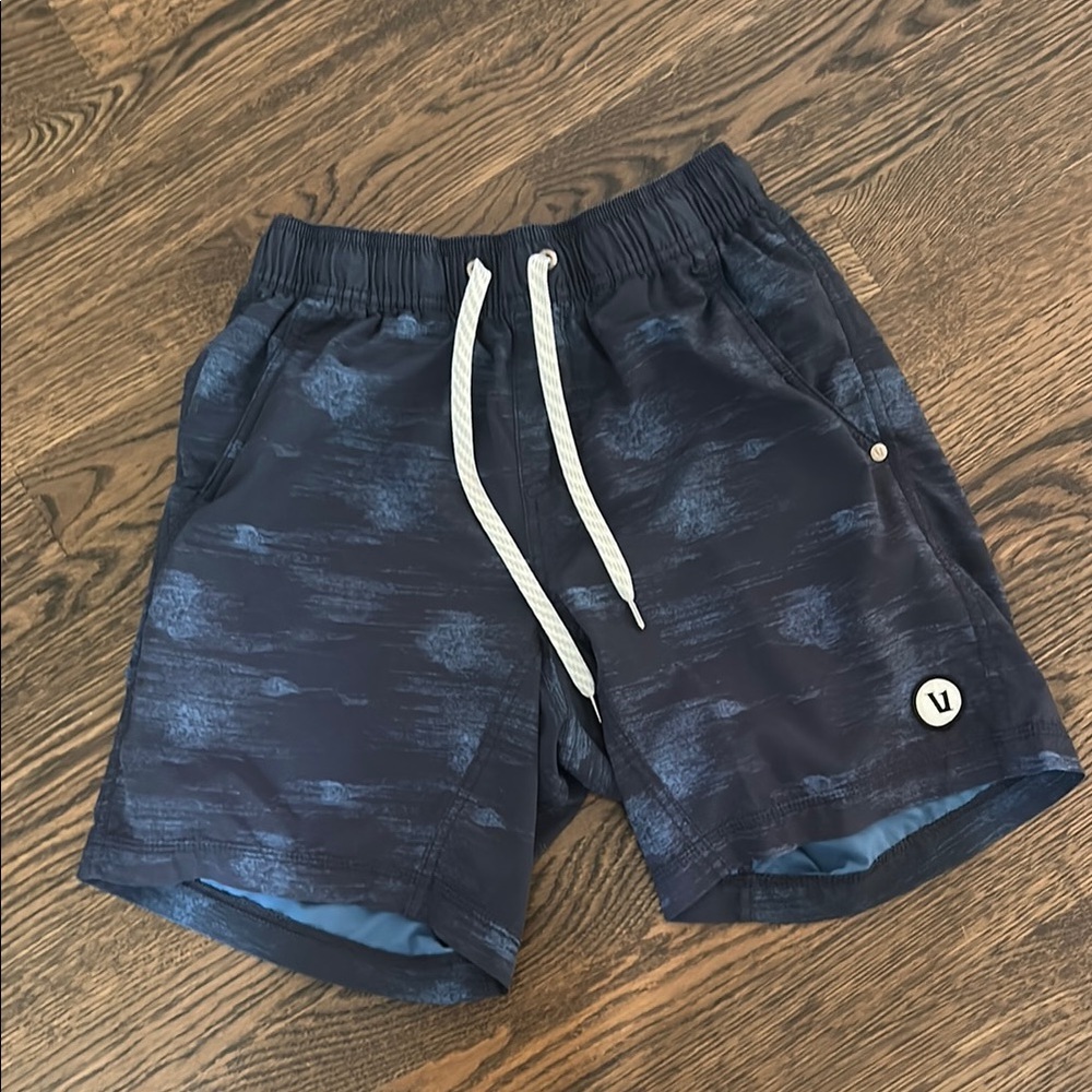 Navy Patterned Swim Shorts